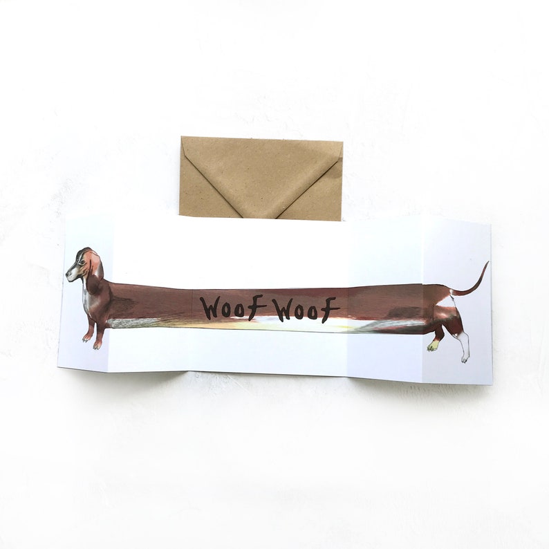 Sausage Dog Card Dachshund Sausage Dog Concertina Card Etsy UK