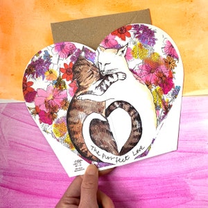 Purrrfect Love Cat Card, Valentine Day Cat Card, Heart Shaped Card, Cat Lovers Card.