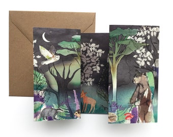 Woodland Animal Card,  British Wild Animal Card,  Animal Blank Greetings Card, Fairytale Forest, Mini Woodland Print