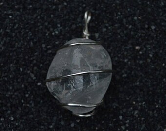 Wire wrapped quartz pendant
