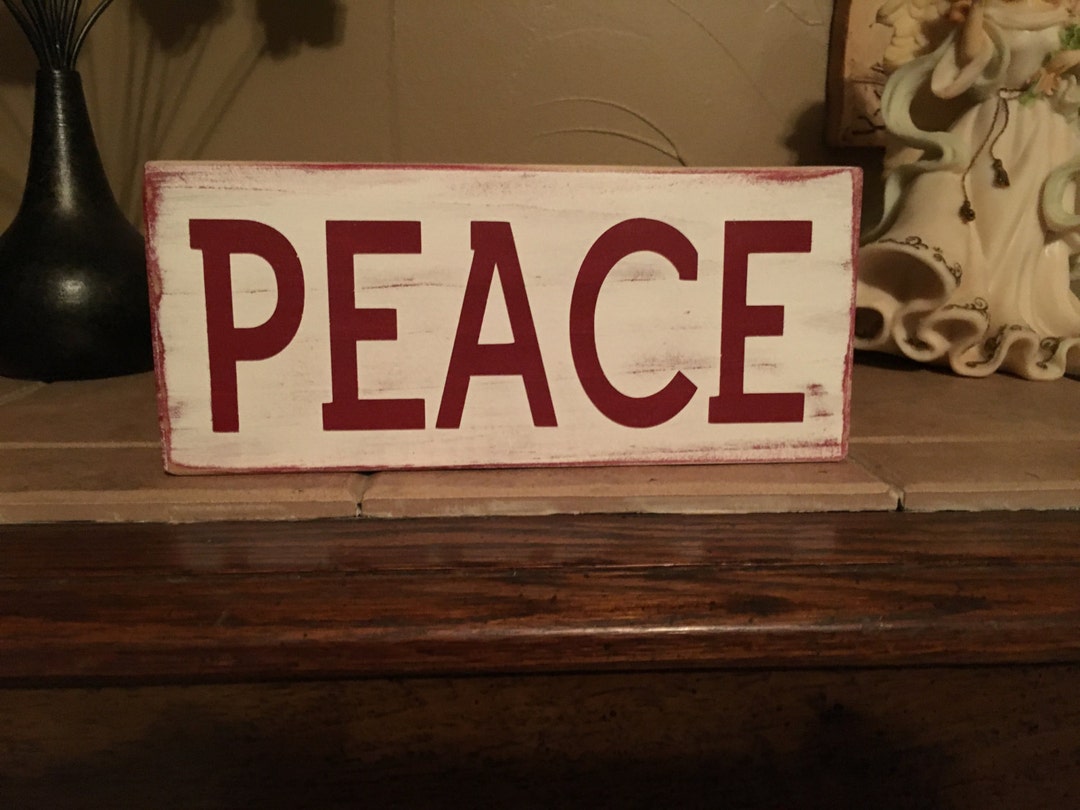 PEACE Wood Sign 3 1/2 X 8 Etsy