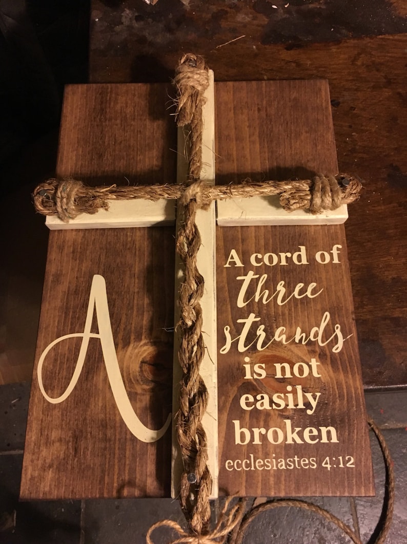 A cord of three strands is not easily broken wedding wood | Etsy