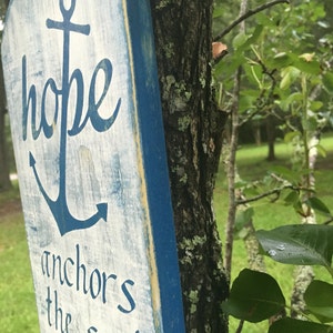 Hope anchors the soul Bible verse wood sign, 5x10 image 2