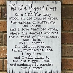 The Old Rugged Cross wood painted sign, 11x14