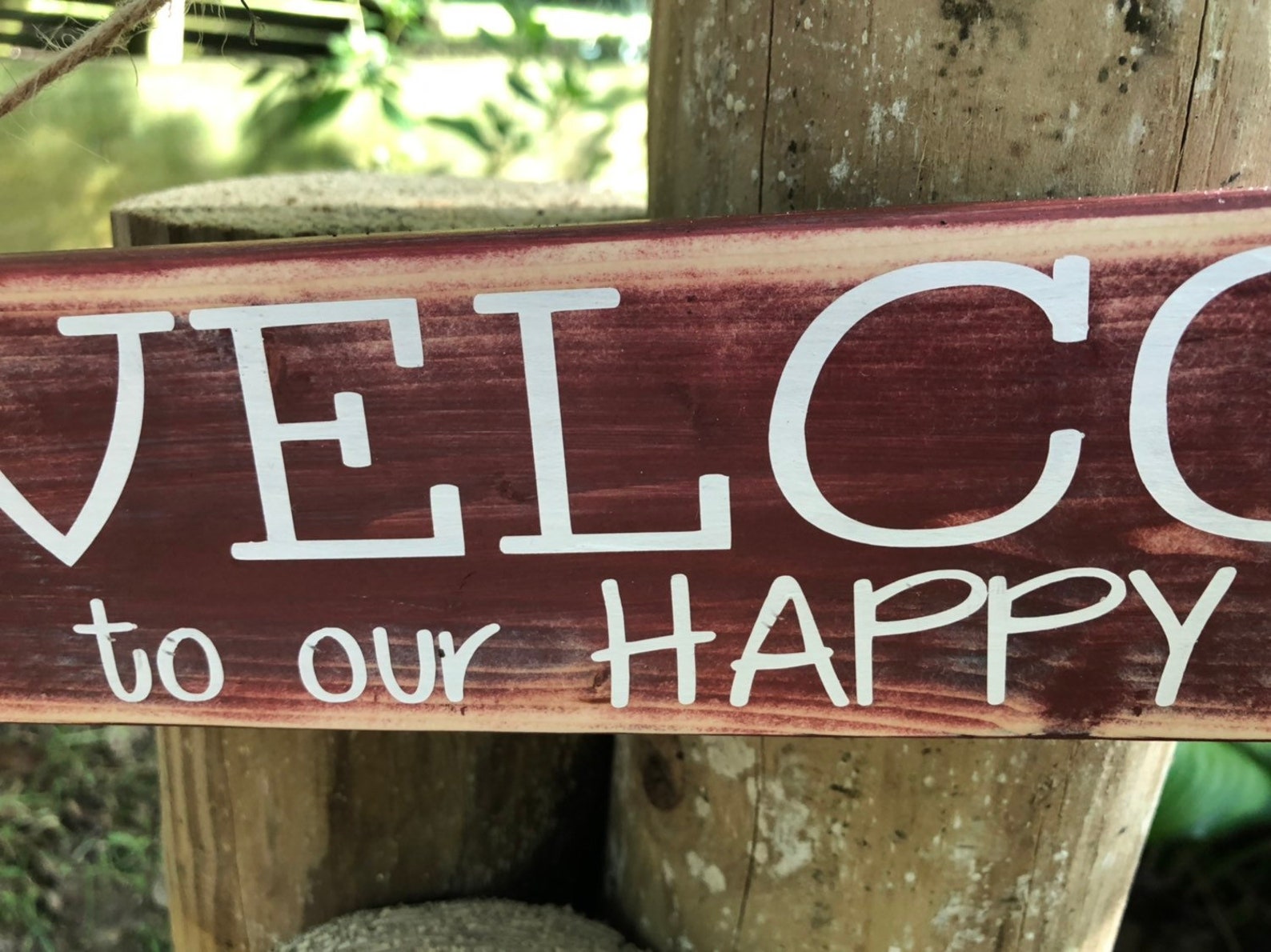 to Our Happy Place Painted Wood Sign Etsy