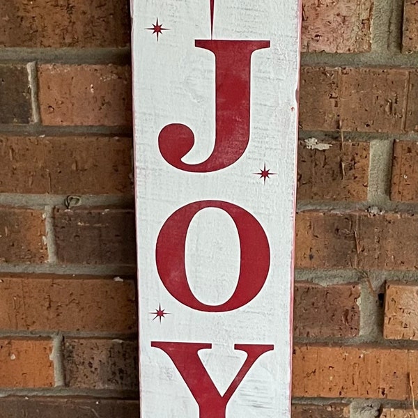 Joy to the world vertical painted wood sign, 5 x 45”