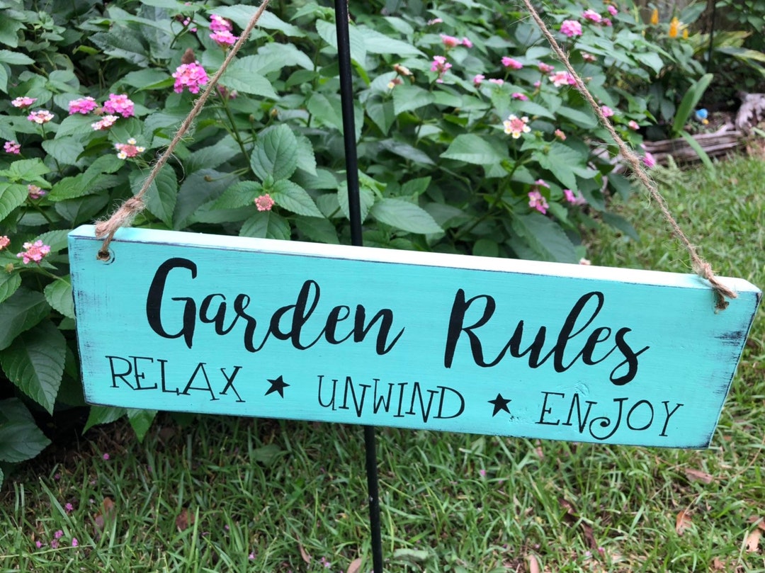 Plantsrules Sign Garden Rules Painted Wood Sign, 3”x12”, FREE SHIPPING - Etsy