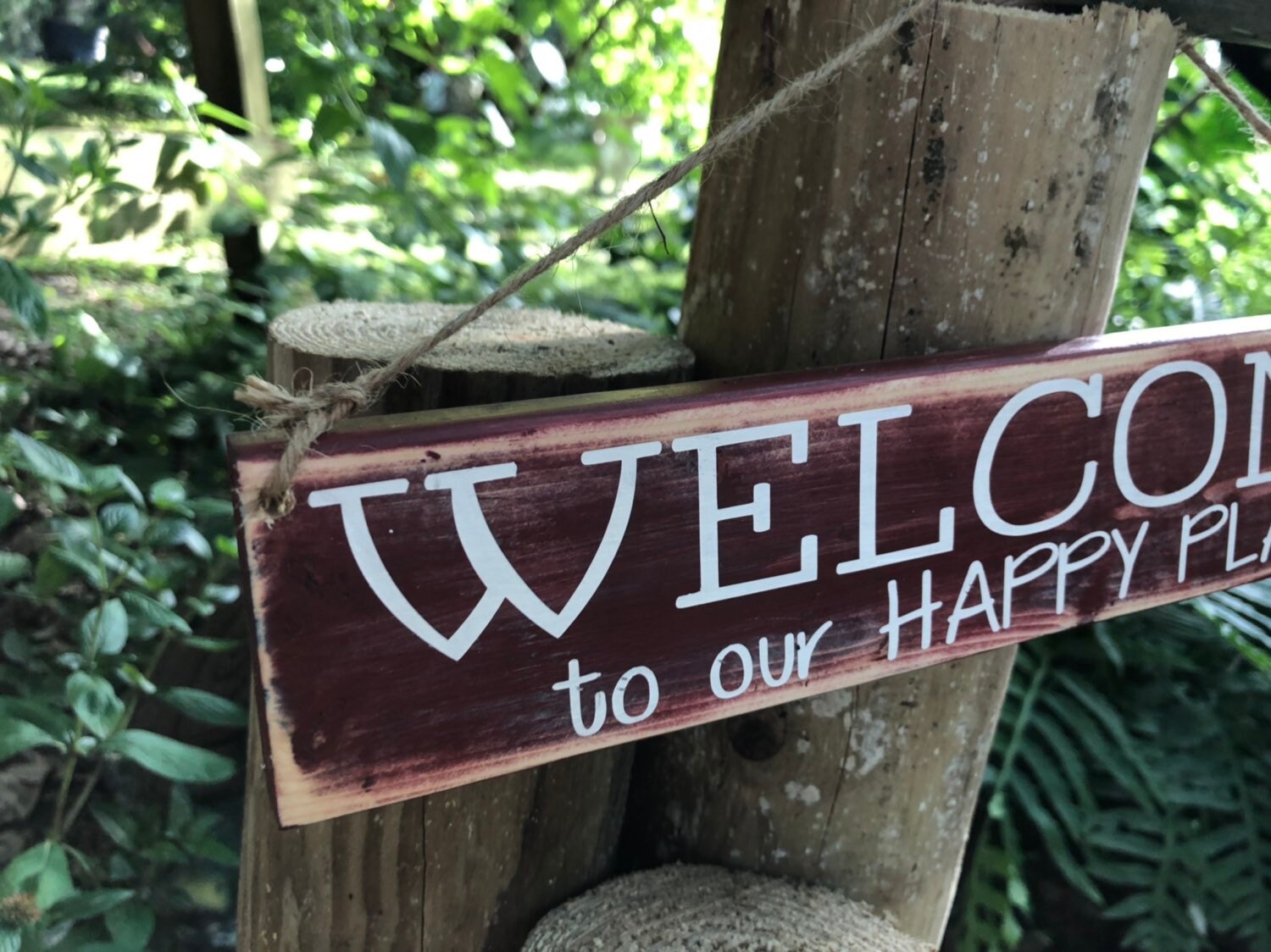 to Our Happy Place Painted Wood Sign Etsy