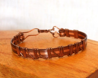 Antique copper bracelet with hook clasp / men's copper bracelet / Solid copper bracelet / Copper bangle / Men's copper bracelet