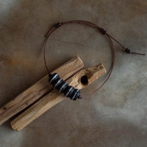 african wood bead bracelet with silver metal inlay | adjustable gender neutral + mens bracelets