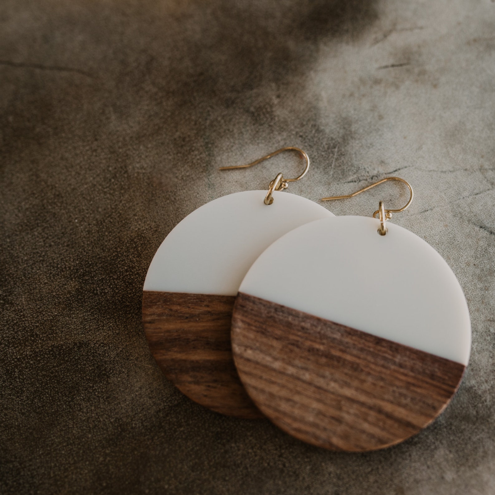 wood and resin earrings