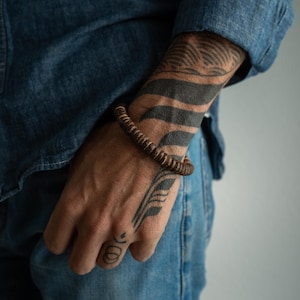 natural coconut wood heishi bracelet | unisex bracelet | mens bracelets