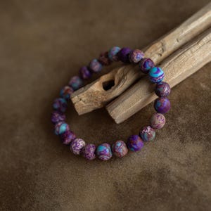 purple african sea sediment jasper gemstone meditation bracelets | yoga bracelets | stacking beaded bracelets