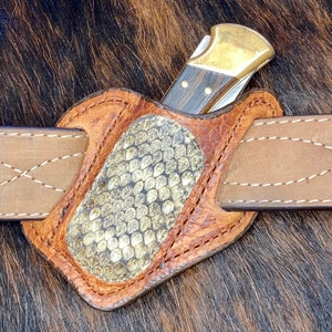 Frontier Bison Hide w Diamondback Rattlesnake Buck Sheath