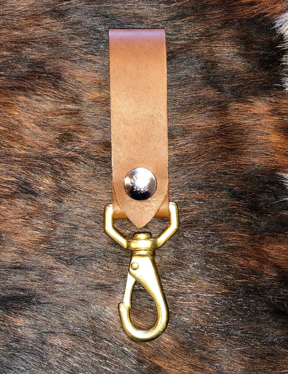 Leather Keychain Belt Loop W Brass Clip Etsy
