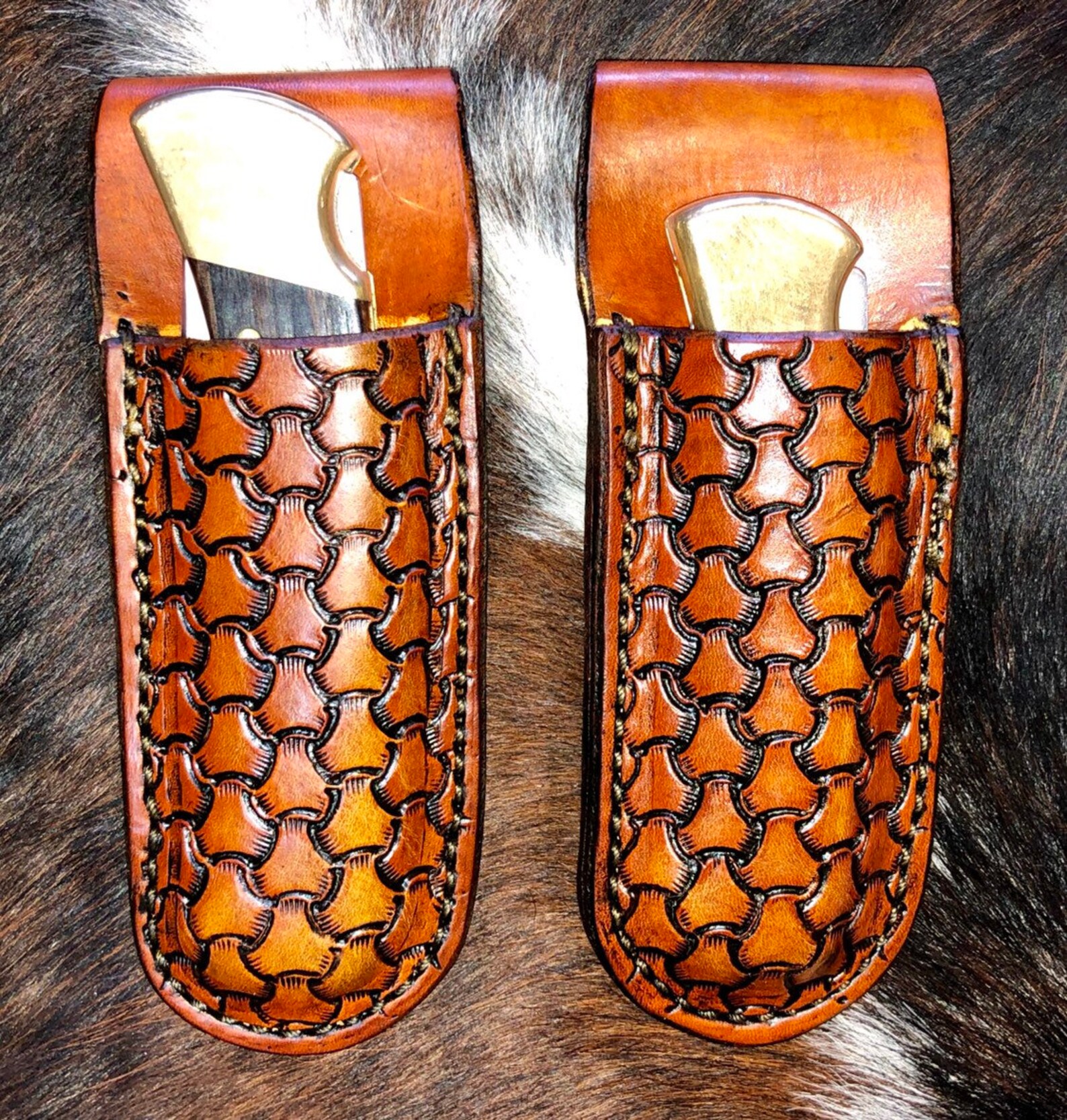 Buck Knife Sheath 110/112 Basketweave Etsy
