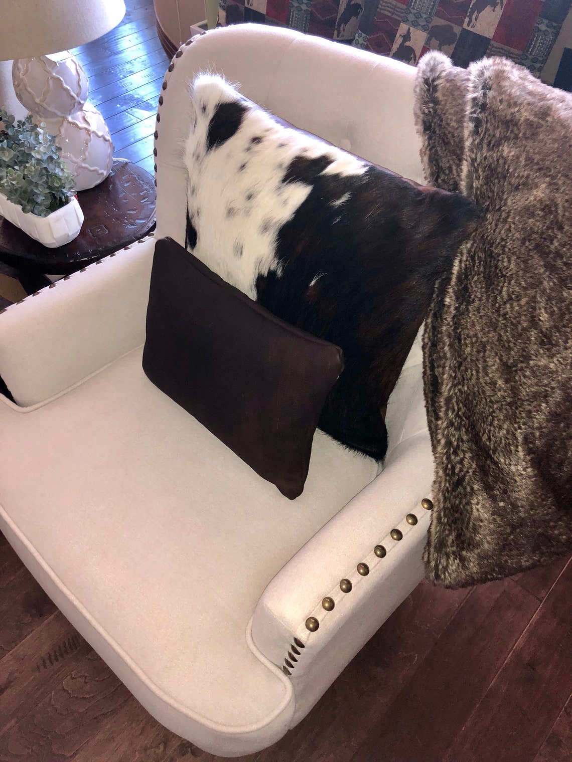 Western Ranch Pillow 20 X 20 Leather Cowhide Etsy UK