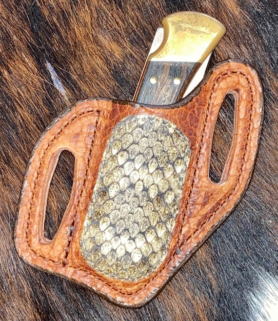 Frontier Bison Hide W Diamondback Rattlesnake Buck Sheath - Etsy