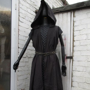 Linen Surcoat tunic coat hooded open front