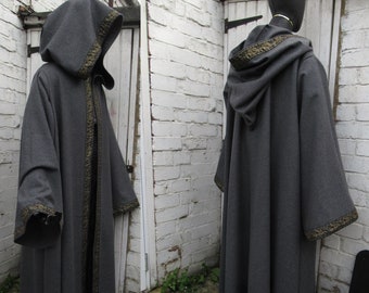 Wool Robe Cape Coat XL-2XL Gandalf Monk Medieval Ren Faire, Festival Cosplay costume Sorcerer, many colours
