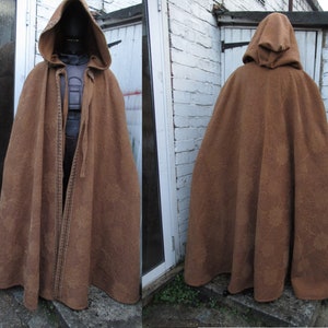 Bronze wool Cloak Cape patterned boiled wool blend S-M,  L-2XL Ren Faire, Festival Cosplay Warm winter long cape Handfasting, woodland cloak