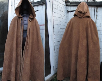 Bronze wool Cloak Cape patterned boiled wool blend S-M,  L-2XL Ren Faire, Festival Cosplay Warm winter long cape Handfasting, woodland cloak