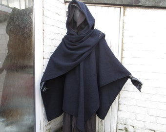 Warm cape long warm wrap Boiled wool Hooded Ruana poncho blaket