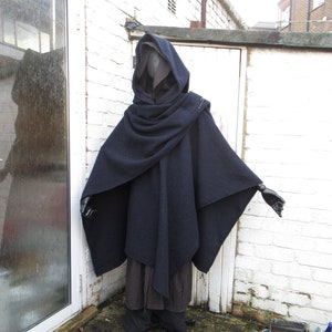 Warm cape long warm wrap Boiled wool Hooded Ruana poncho blaket