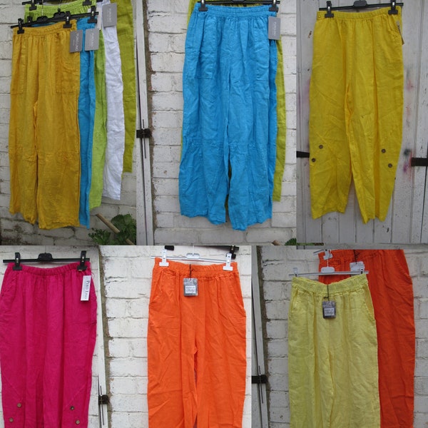 Festival linen trousers many Vibrant colours perfect Pride parade  pants, wide legs trousers super comfy S, M and XXL Italian pure linen