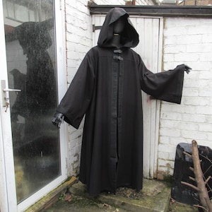 Renfaire Robe Cape Coat 2XL-3XL oversized  Black Medieval, Festival Cosplay Sorcerer Ready for shipping