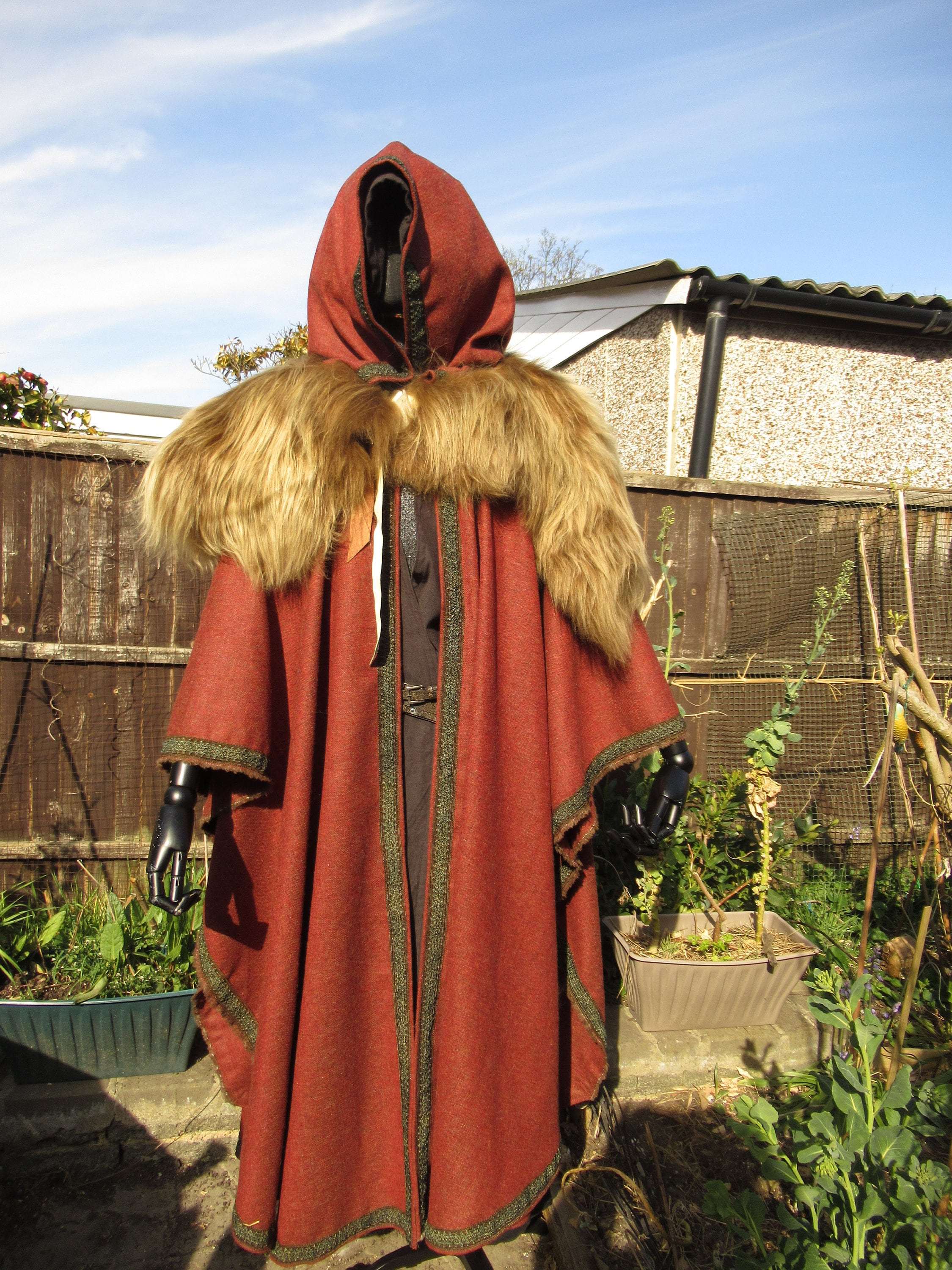 Cosplay collar fur cape brown blonde Barbarian Long hairs Etsy