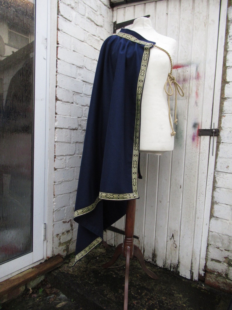 One shoulder cape navy pure wool LARP cloak Etsy