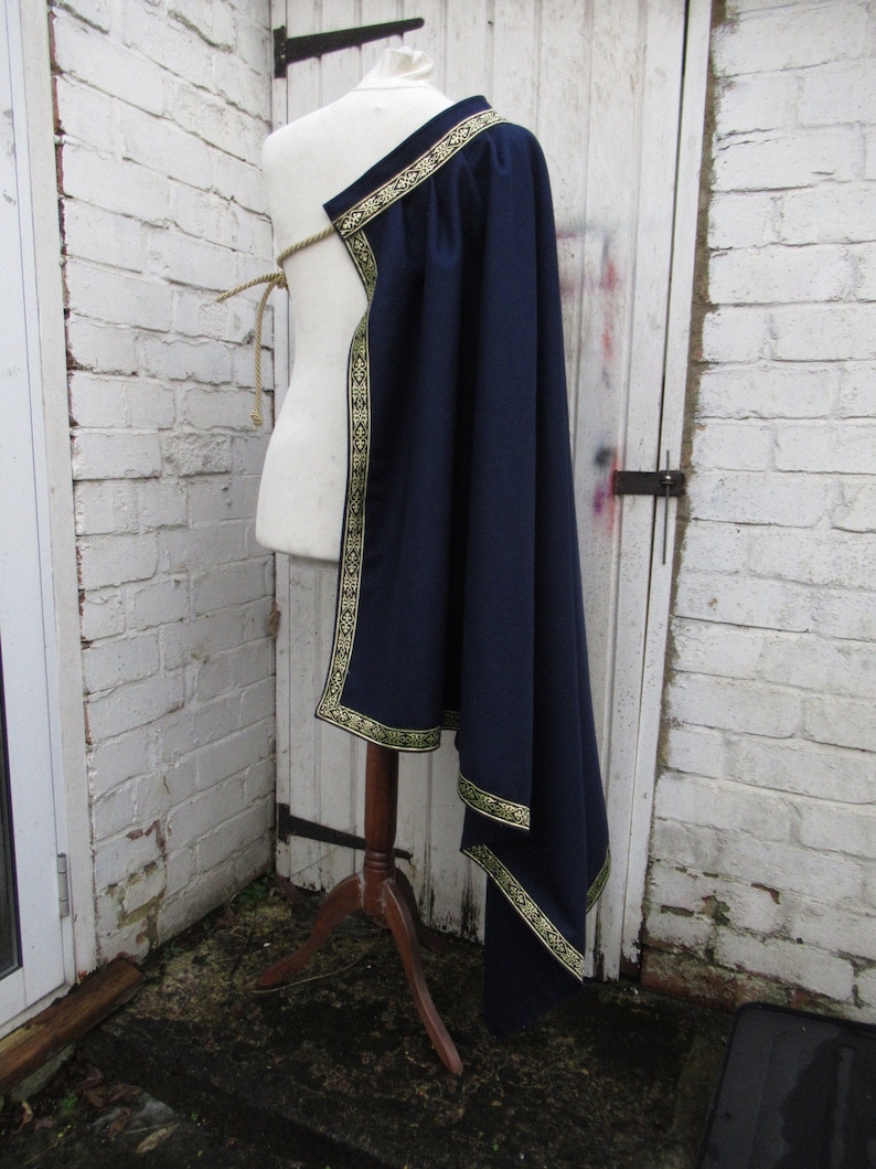 One shoulder cape navy pure wool LARP cloak Etsy