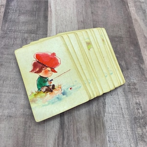 Stardust Vintage Playing Cards Little Boy Fishing USA Made Nu-Vue Tint