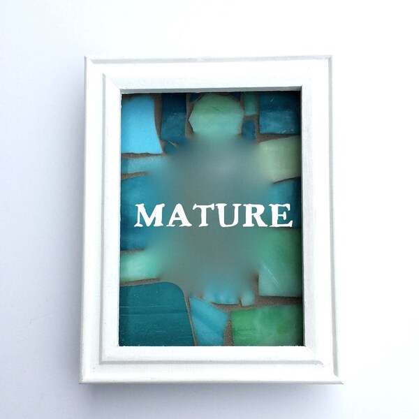 Mature Mosaic Art of Geode Vagina in a 5x7 White Ready to Hang Shadowbox Adult Erotic Gift