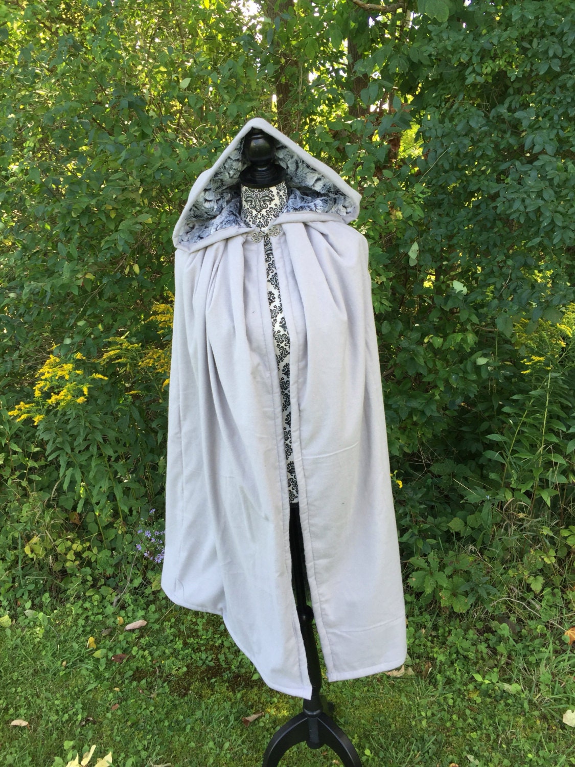 Knee Length Fur linned Flannel Cloak Renaissance Cosplay | Etsy