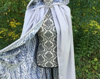 Calf Length Fur linned Flannel Cloak- Renaissance, Cosplay, Medieval, LARP, Comic, Halloween