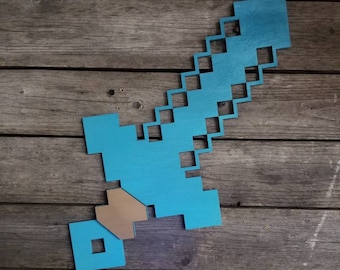 Minecraft sword. Mine craft inspired prop. for your game room or bedroom decor sign