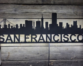 San Francisco, California wall art skyline with neon LED lights 24" or 36" wide