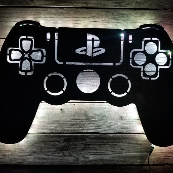 XXL sized Playstation 4 Game Controller Backlit sign, Wall Art, Video Game Art, Game Room Decor, PS1 PSX Ps2 Ps3 Ps4, Rgb Led w/ Remote