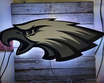 Handmade Philadelphia Eagles LED Sign, Baltic Birch, Mancave Decor