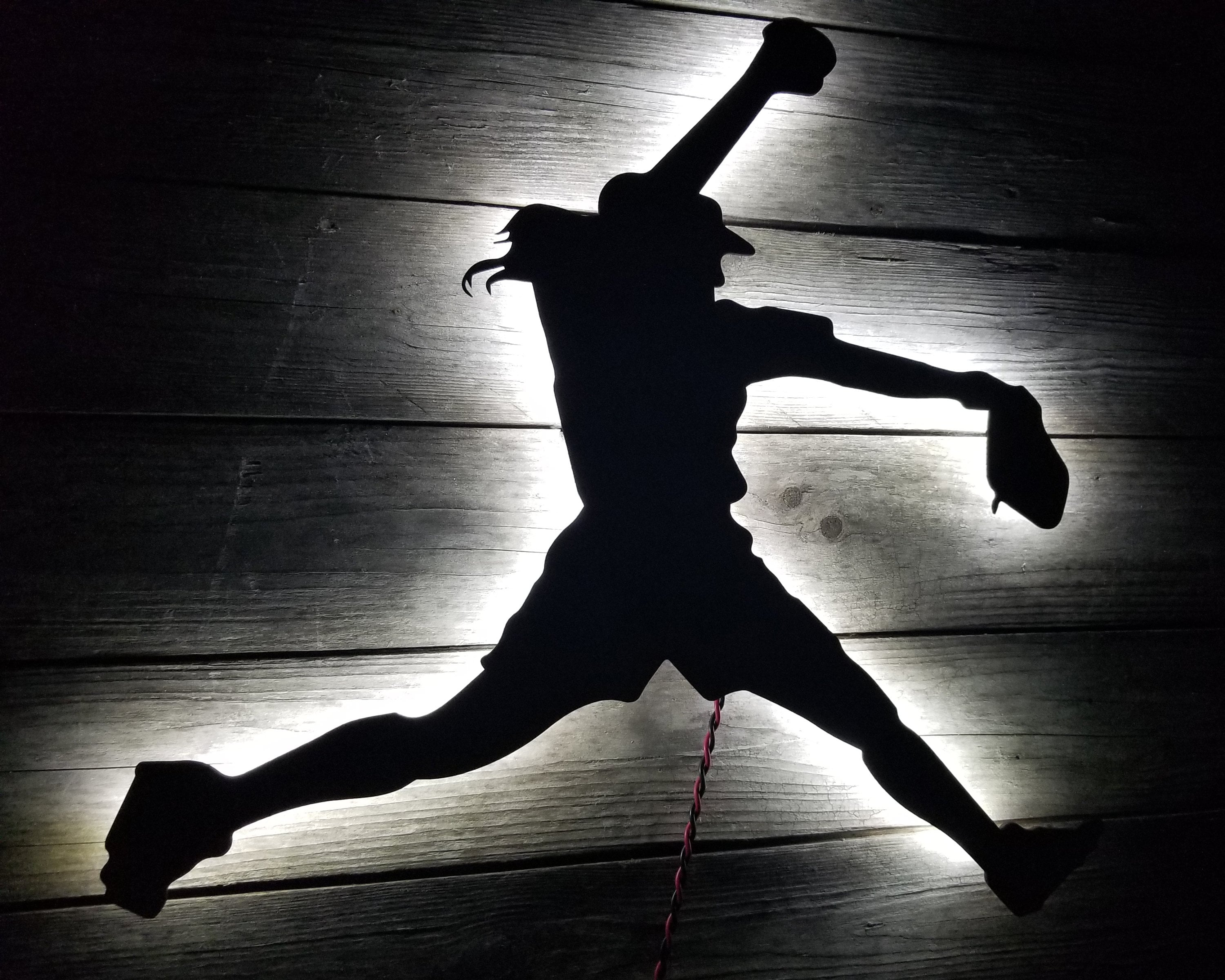 LED Softball Pitcher Wall Art, Backlit Fast Pitch Sign - Etsy