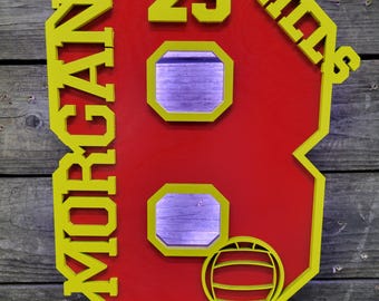 Custom Varsity Number Plaque, Baltic Birch, Athlete Gift