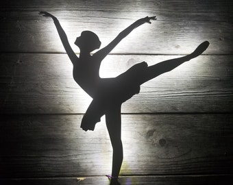 Ballerina LED Wall Art, Baltic Birch Wood, Game Room Decor