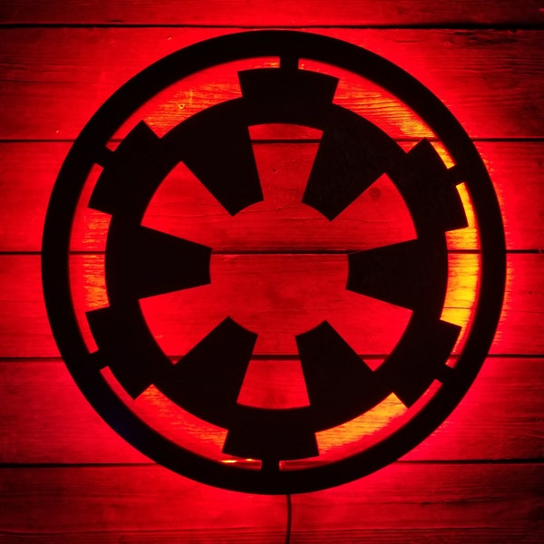 Star Wars gifts Galactic Empire inspired logo. LED Back lit, Star Wars Sign, Wall Art, Game Room Decor, Signs & Gift