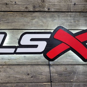 Lsx gm motorsport LS engine. General Motors LSX LED lit wall sign. Garage or workshop signage.