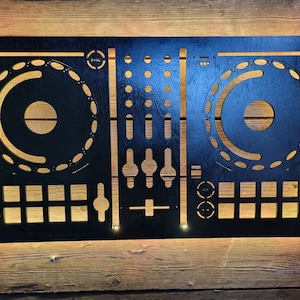 DJ console. Pioneer CDJ, DDJ, Hercules, rekordbox, pioneer dj mixer wall art back lit led sign