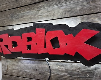 Roblox 2 Gaming custom LED Sign, Video Game Art, Gamer Room sign Décor, Mancave, Kids party