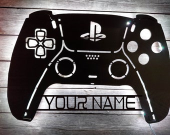 XL Playstation PS 5 Game Controller 34"x22" Backlit neon sign, PS5 Video Game Art, Game Room Decor,  PS5 PSX Ps2 Ps3 Ps4 w/ remote