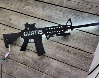 AR15 Assult Riffle LED wall art. Mancave Decor, LED Back lit sign, AR15 sign, Signs, Birthday Gift